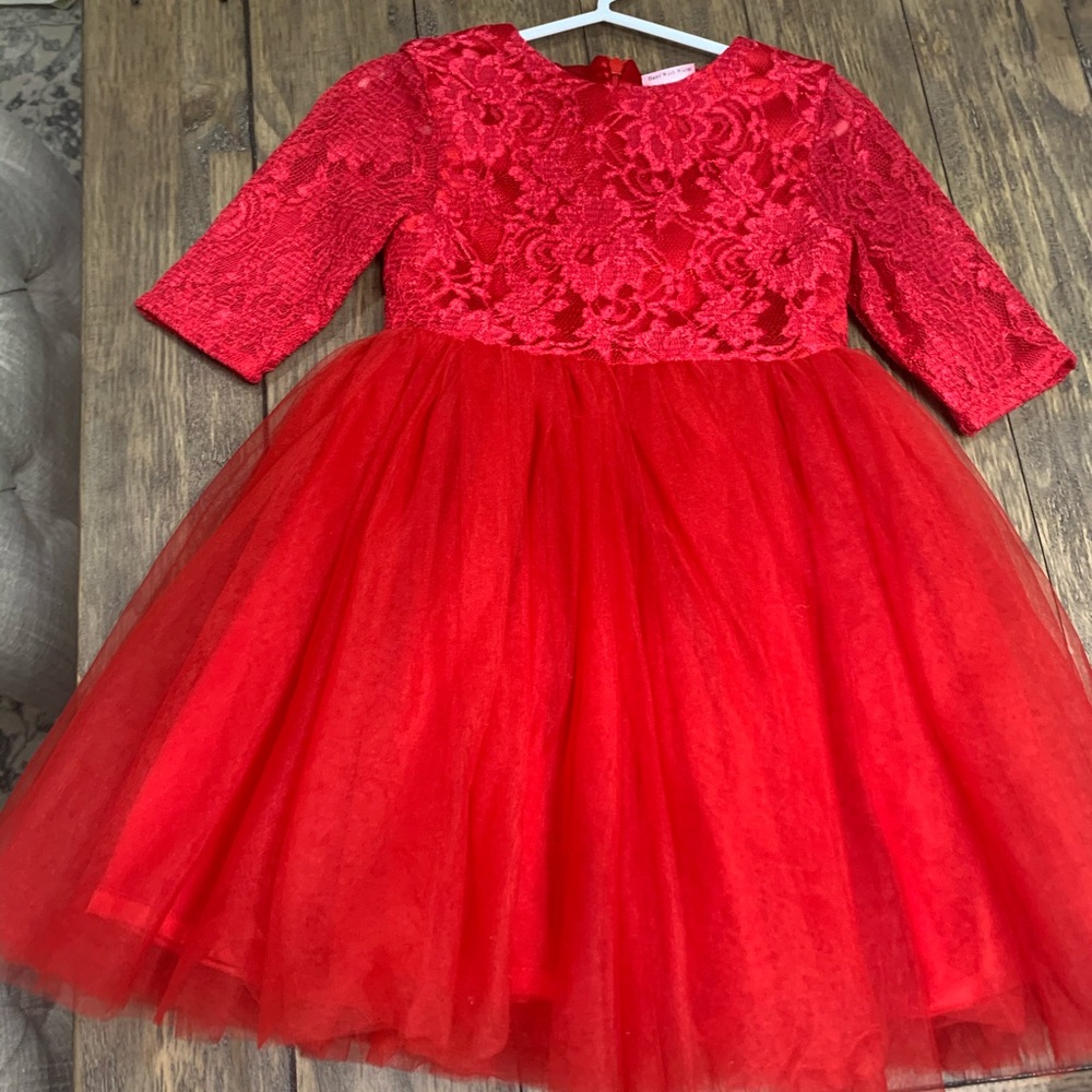 Dolly by Le Petit Tom Red Lace Girl Holiday Dress